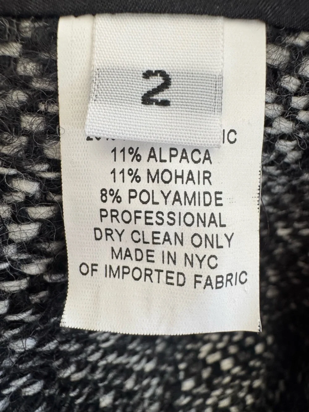 Ulla Johnson Black White Alpalca Tweed Boucle Open-Front Cropped Jacket Small